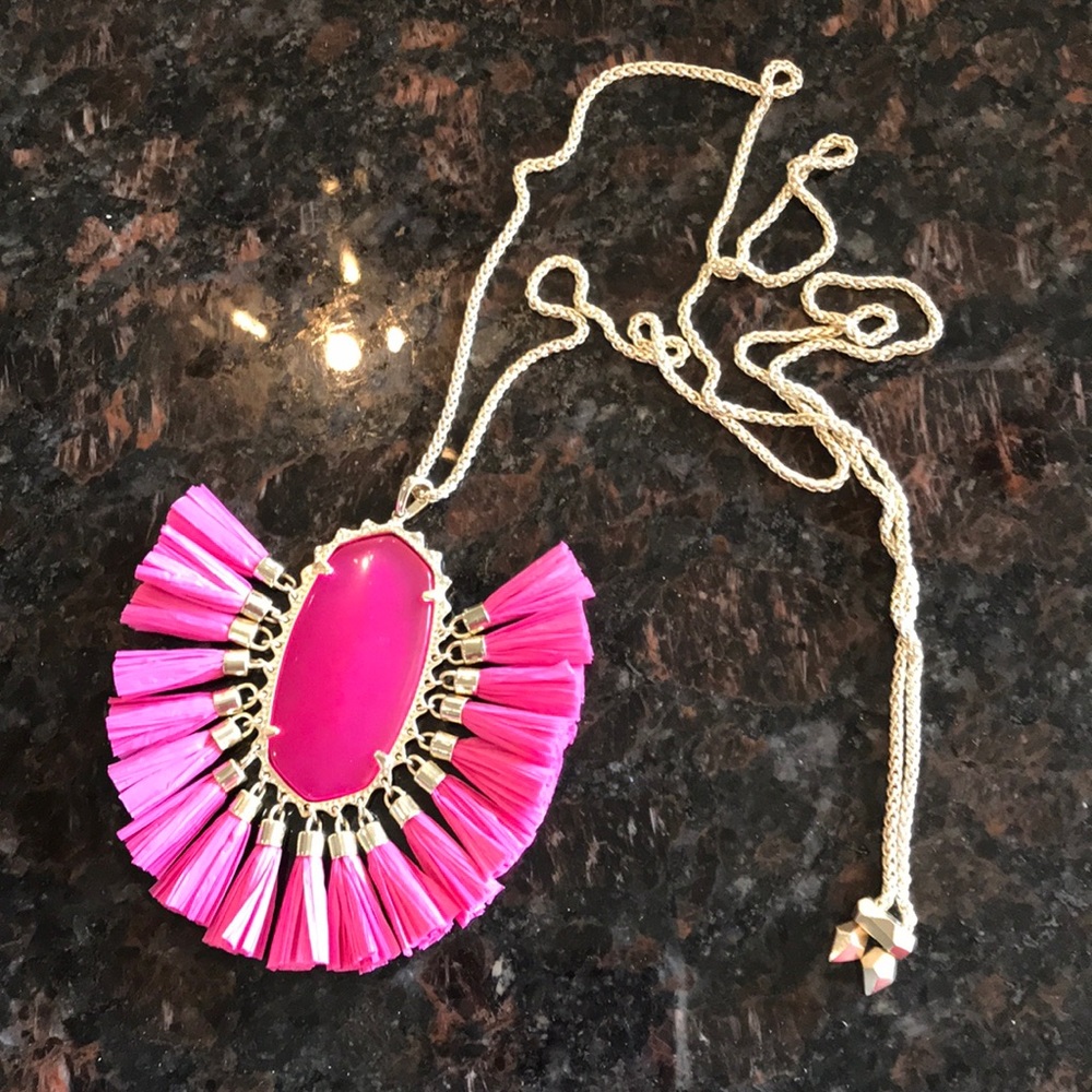 Kendra Scott necklace. Gold and bright pink
